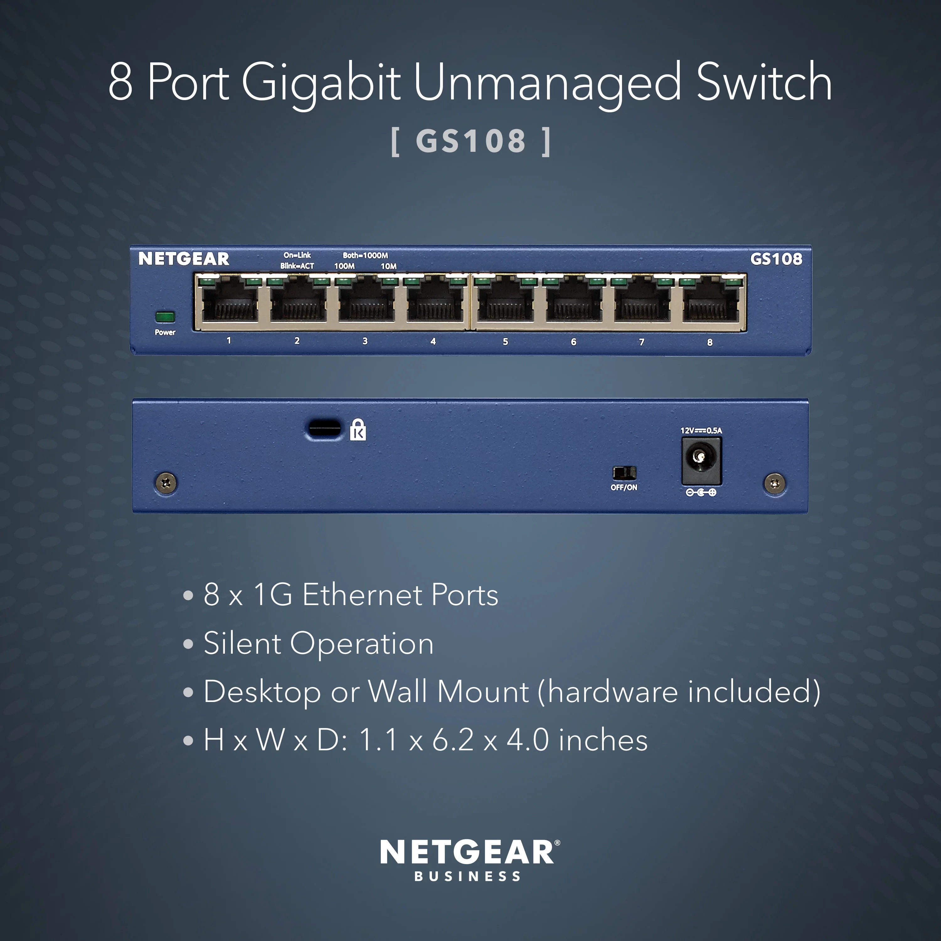 NETGEAR - 8-Port Gigabit Ethernet Unmanaged Switch (GS108)