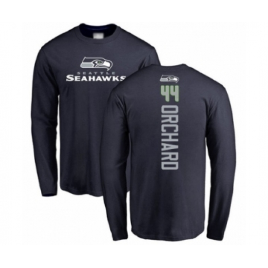 Football Seattle Seahawks #44 Nate Orchard Navy Blue Backer Long Sleeve T-Shirt