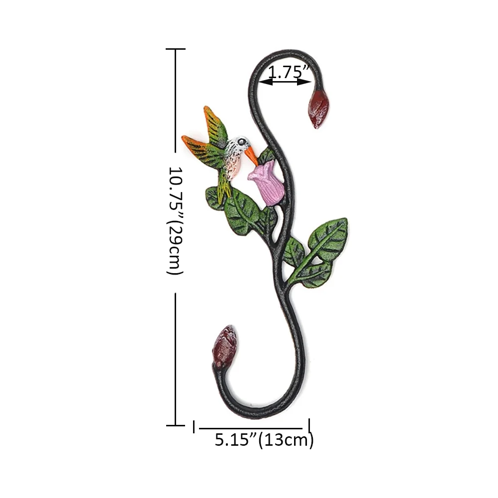 Cast Iron Plant Extension Hanger, Indoor Outdoor Home Garden S Hooks Plant Hanger with Hummingbird for Hanging Plants, Flower Pots Baskets, Macrame Plant Holder, Lantern, Birdfeeder - Curated Treasures Market