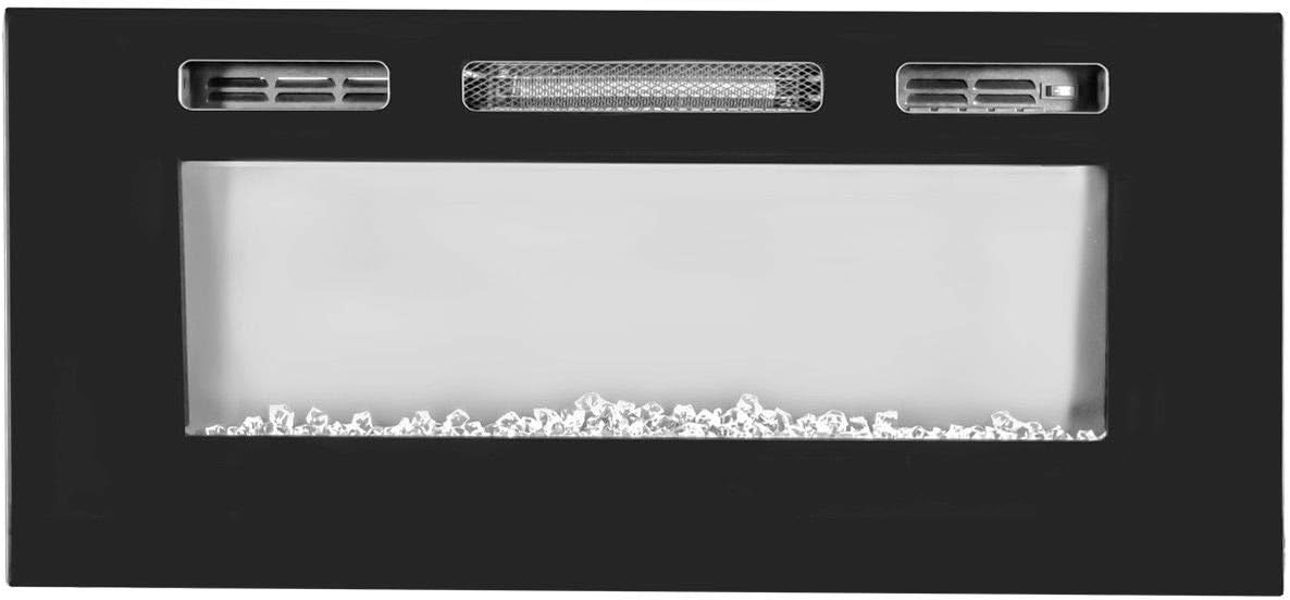 XtremepowerUS 1500W Recessed Electric Insert Fireplace Wall Mounted Fire Place Heater Multicolor Flame, Remote Control