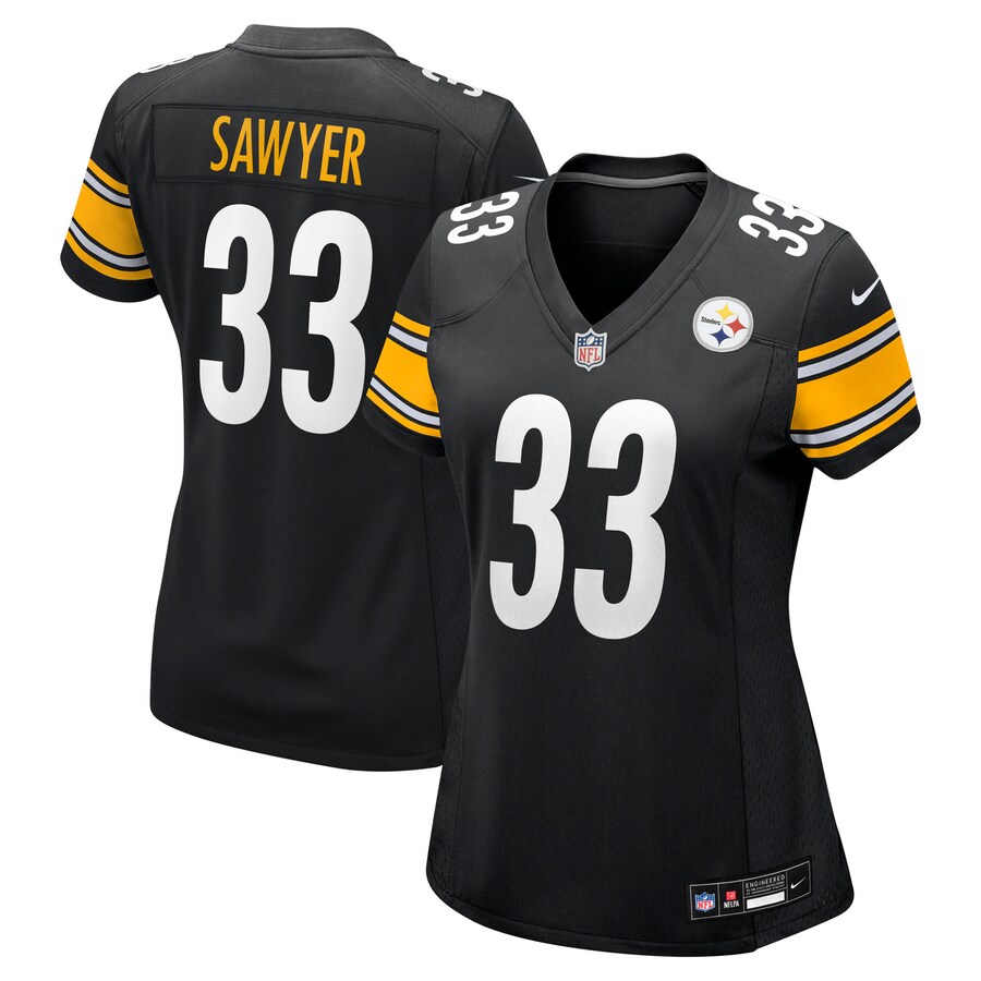 Women's Pittsburgh Steelers Jack Sawyer Nike Black Team Game Jersey