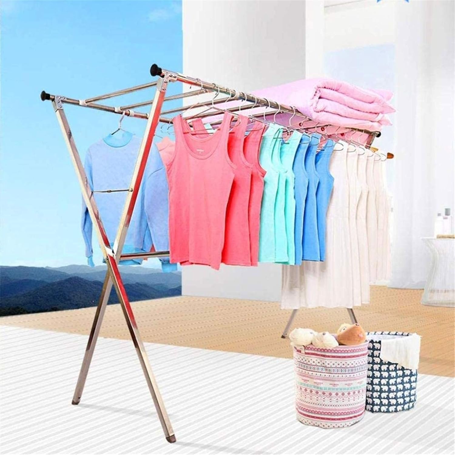 Electric Heated Clothes Airer Dryer Drying Rack - Folding Clothes Airer,Laundry Drying Rack,Multifunctional Air Dryer,Indoor Airer,240x59x130cm
