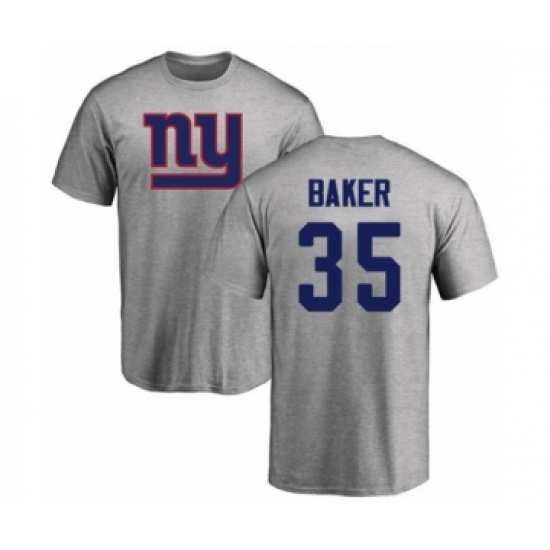 Football New York Giants #35 Deandre Baker Ash Name & Number Logo T-Shirt