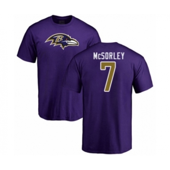 Football Baltimore Ravens #7 Trace McSorley Purple Name & Number Logo T-Shirt