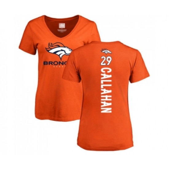 Football Women's Denver Broncos #29 Bryce Callahan Orange Backer T-Shirt
