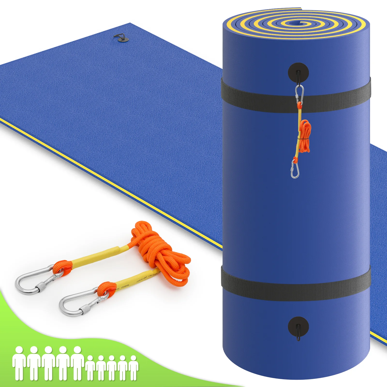 Magshion Water Floating Mat Foam Pad, 18x6FT Bouncy Tear-Resistant XPE Foam, Giant Lake Mat Lily Pad for Recreation Pool River Ocean Outdoor Water Activities, Blue - Curated Treasures Market