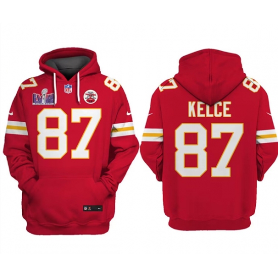 Men's Kansas City Chiefs #87 Travis Kelce Red Super Bowl LVIII Limited Edition Hoodie