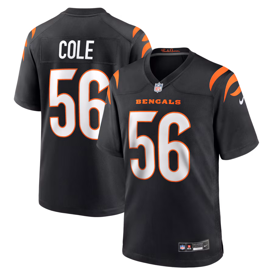 Men's Cincinnati Bengals Myles Cole Nike Black Team Game Jersey