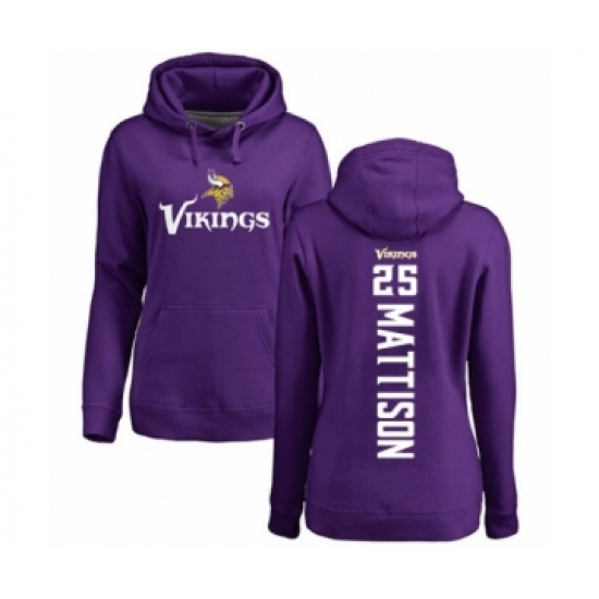 Football Women's Minnesota Vikings #25 Alexander Mattison Purple Backer Pullover Hoodie