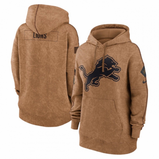Women's Detroit Lions Nike Brown 2023 Salute to Service Pullover Hoodie