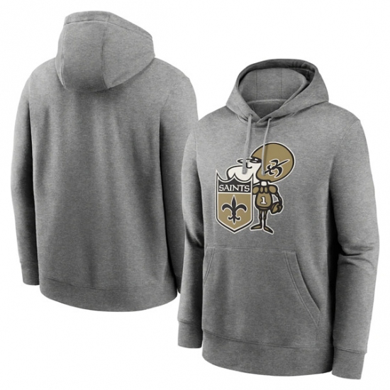Men's New Orleans Saints Heather Gray Primary Logo Long Sleeve Hoodie