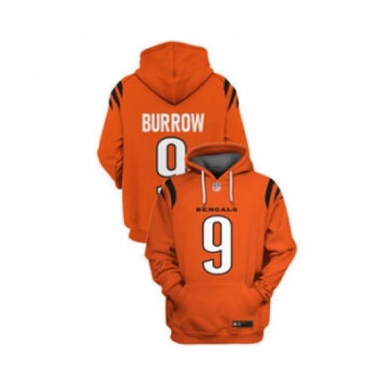 Men's Cincinnati Bengals #9 Joe Burrow 2021 Orange Pullover Football Hoodie