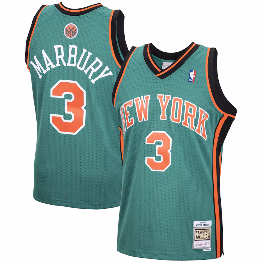 Men's New York Knicks Stephon Marbury Mitchell & Ness Green 2006/07 Hardwood Classics Swingman Jersey