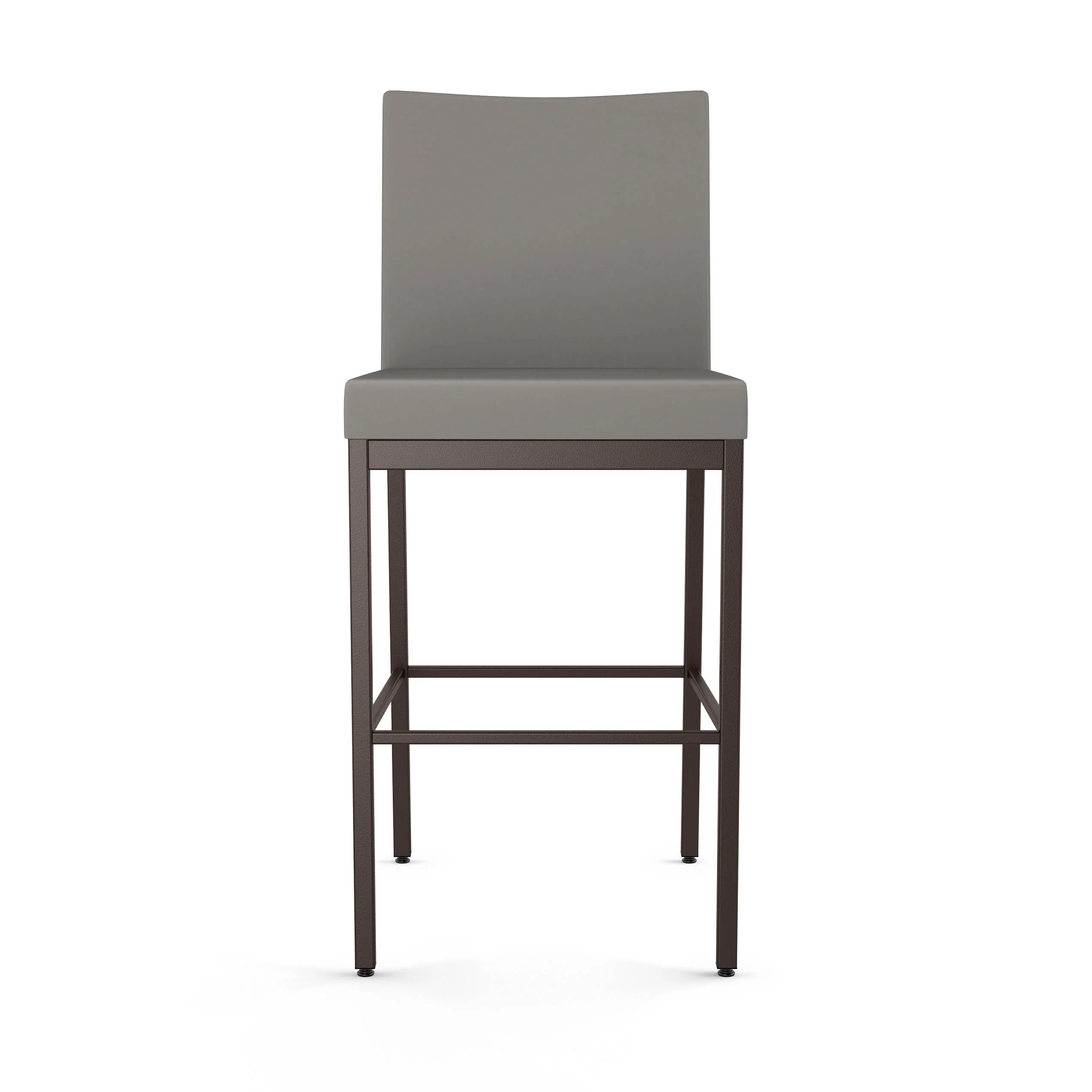 Amisco Perry Plus 30 In. Bar Stool - Taupe Grey Faux Leather / Dark Brown Metal - Curated Treasures Market