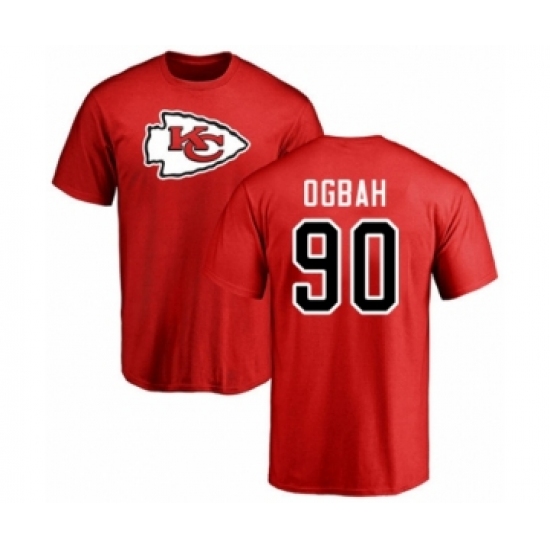 Football Kansas City Chiefs #90 Emmanuel Ogbah Red Name & Number Logo T-Shirt