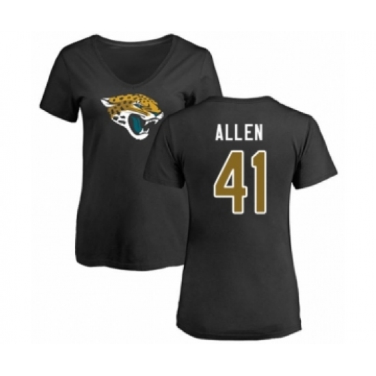Football Women's Jacksonville Jaguars #41 Josh Allen Black Name & Number Logo Slim Fit T-Shirt