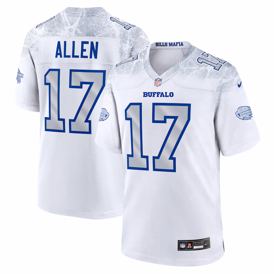 Men's Buffalo Bills Josh Allen Nike White 2025 Rivalries Collection Vapor F.U.S.E. Stitched Limited Jersey
