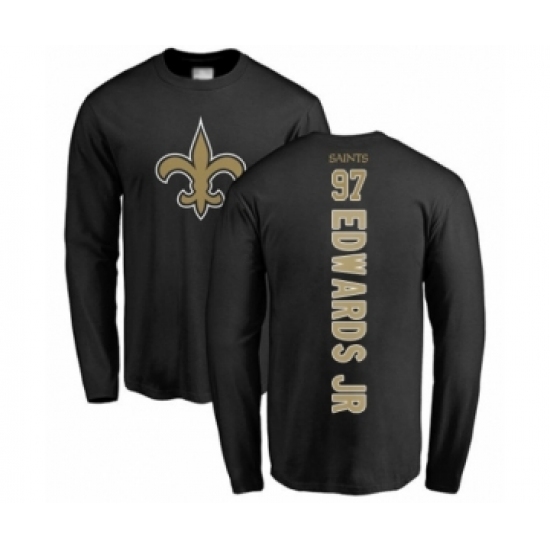 Football New Orleans Saints #97 Mario Edwards Jr Black Backer Long Sleeve T-Shirt