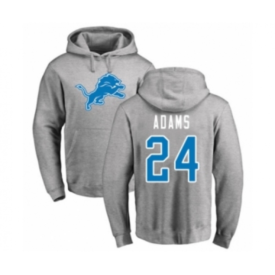 Football Detroit Lions #24 Andrew Adams Ash Name & Number Logo Pullover Hoodie