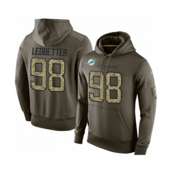 Football Miami Dolphins #98 Jonathan Ledbetter Green Salute To Service Men's Pullover Hoodie