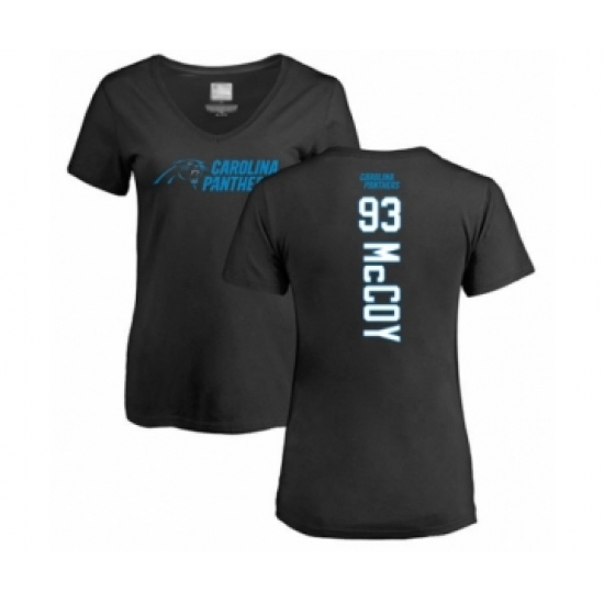 Football Women's Carolina Panthers #93 Gerald McCoy Black Backer T-Shirt