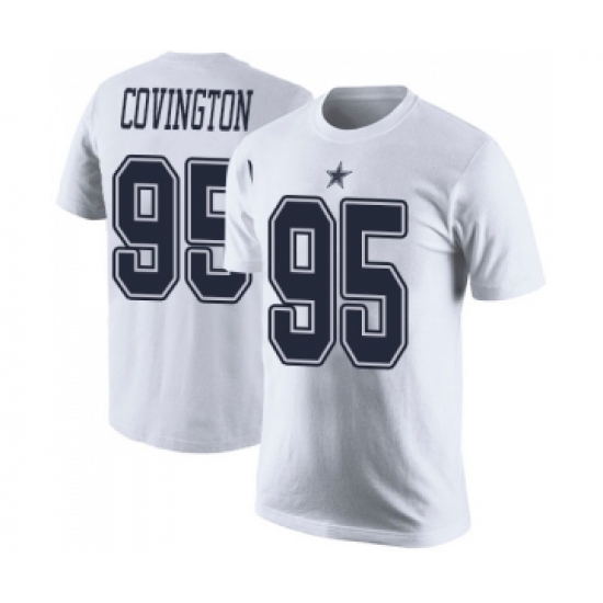 Football Men's Dallas Cowboys #95 Christian Covington White Rush Pride Name & Number T-Shirt