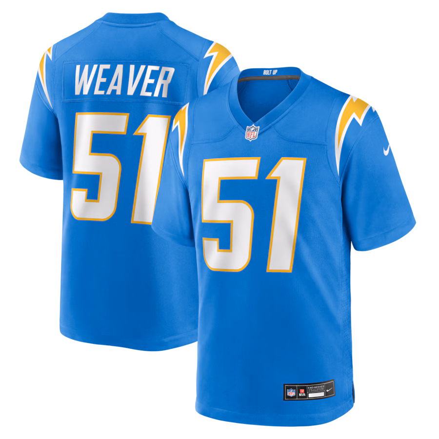Men's Los Angeles Chargers Rashad Weaver Nike Powder Blue Team Game Jersey