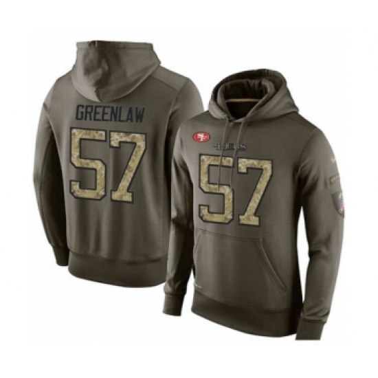Football Men's San Francisco 49ers #57 Dre Greenlaw Green Salute To Service Pullover Hoodie