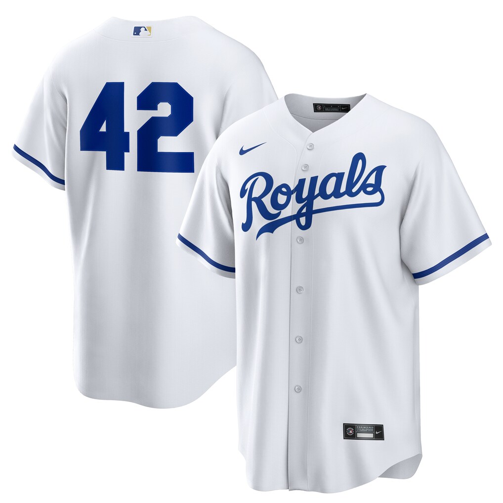 Men's Kansas City Royals Nike White Home  2025 Jackie Robinson Day Replica Jersey