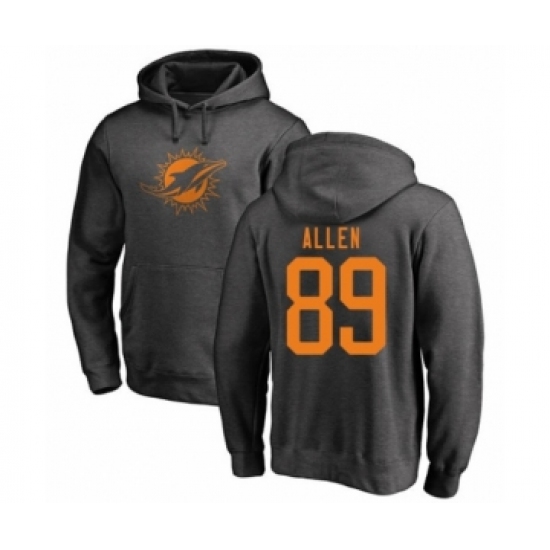 Football Miami Dolphins #89 Dwayne Allen Ash One Color Pullover Hoodie