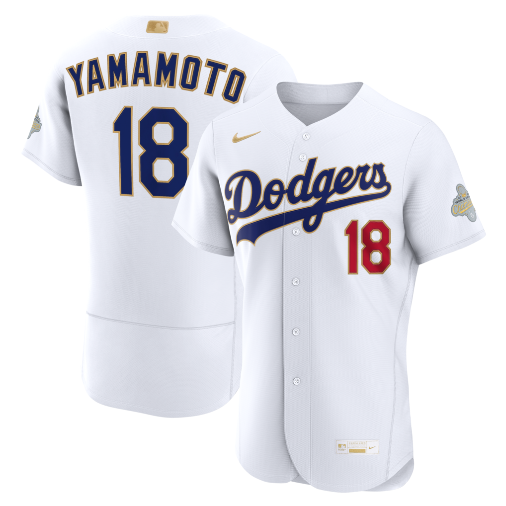 Men's Los Angeles Dodgers Yoshinobu Yamamoto Nike White 2026 Gold Collection Authentic Jersey