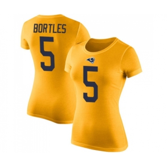 Women's Los Angeles Rams #5 Blake Bortles Gold Rush Pride Name & Number T-Shirt