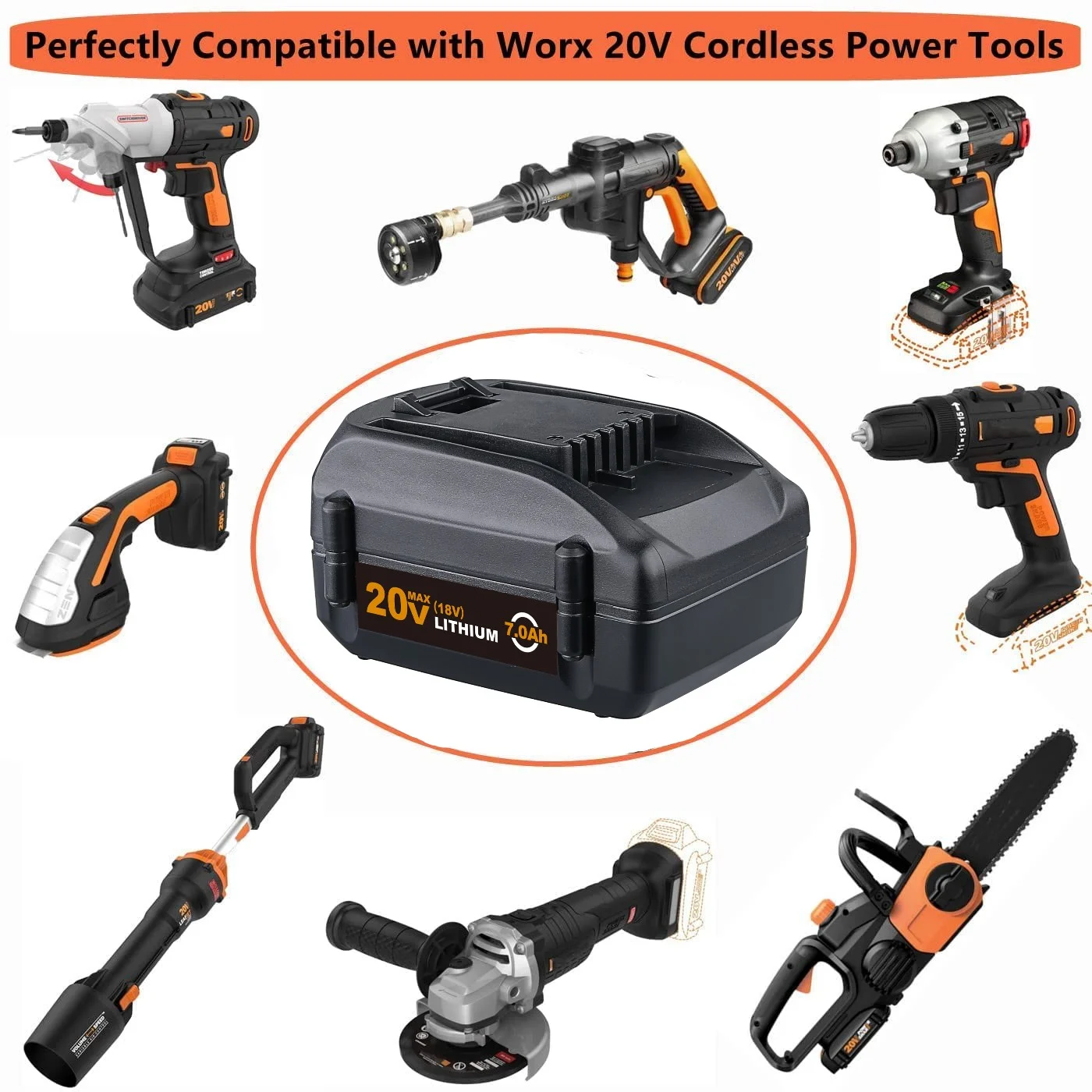 2Pack for WORX Battery WA3520 18V(20Vmax) 7000mAh Li-ion WA3525 WG151s WG155s WXL1810 Black - Curated Treasures Market