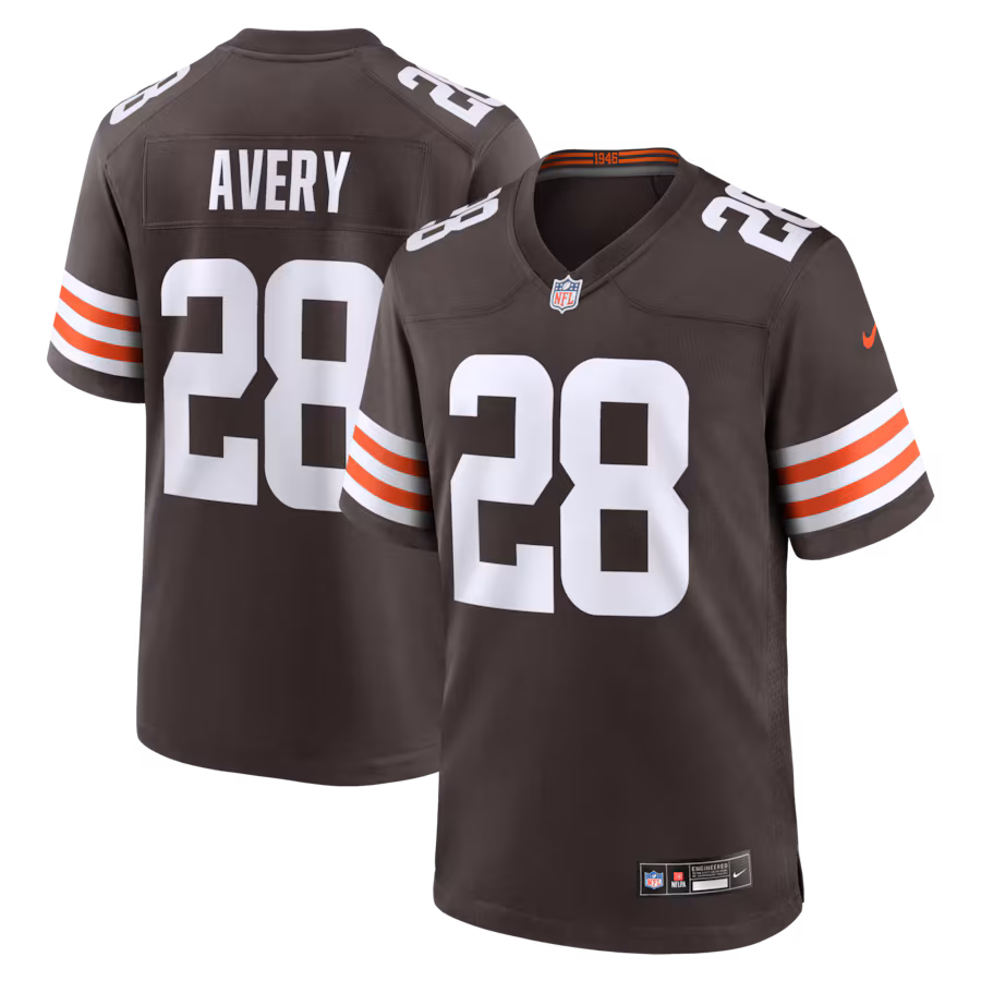 Men's Cleveland Browns Tre Avery Nike Brown Team Game Jersey
