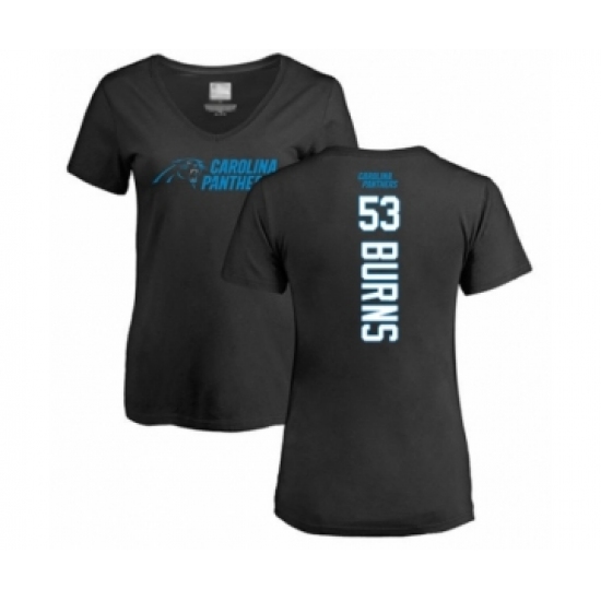 Football Women's Carolina Panthers #50 Christian Miller Black Backer T-Shirt