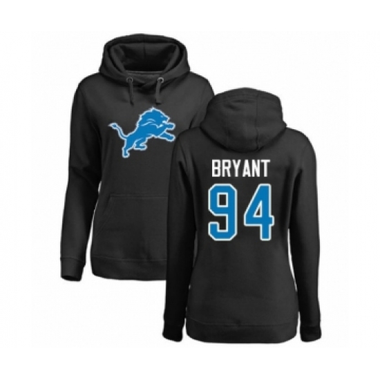 Football Women's Detroit Lions #94 Austin Bryant Black Name & Number Logo Pullover Hoodie