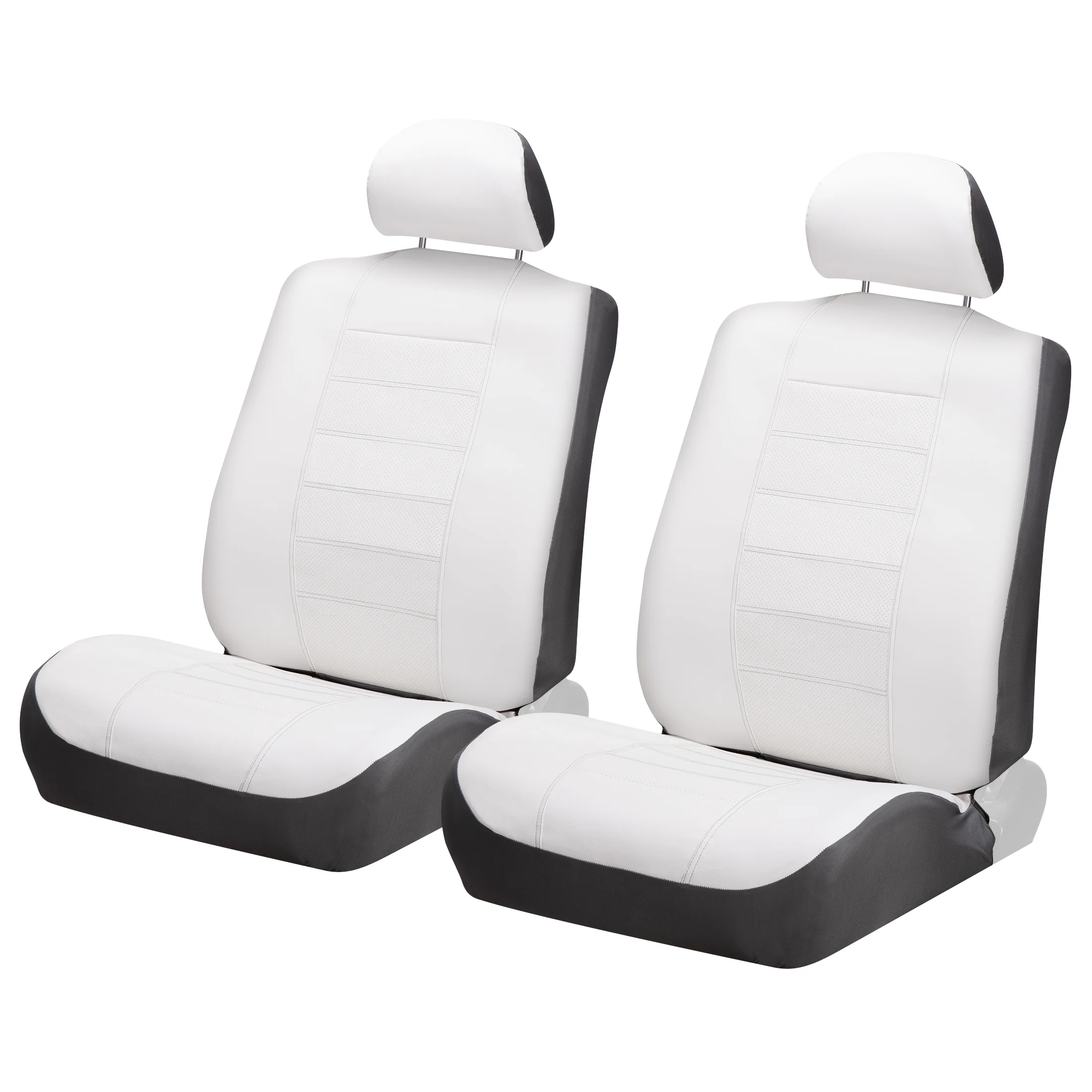 Auto Drive Sport White Faux Leather Seat Cover for Cars-2 Pack Universal Fit - Curated Treasures Market