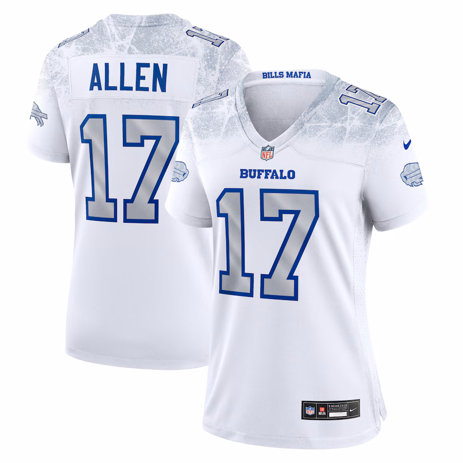 Women's Buffalo Bills Josh Allen Nike White 2025 Rivalries Collection Game Jersey