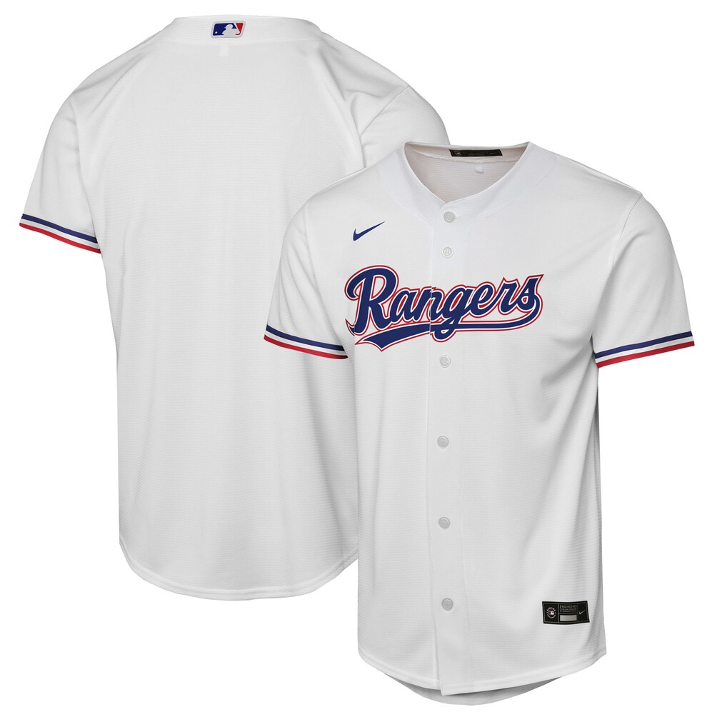 Youth Texas Rangers  Nike White Home Replica Jersey