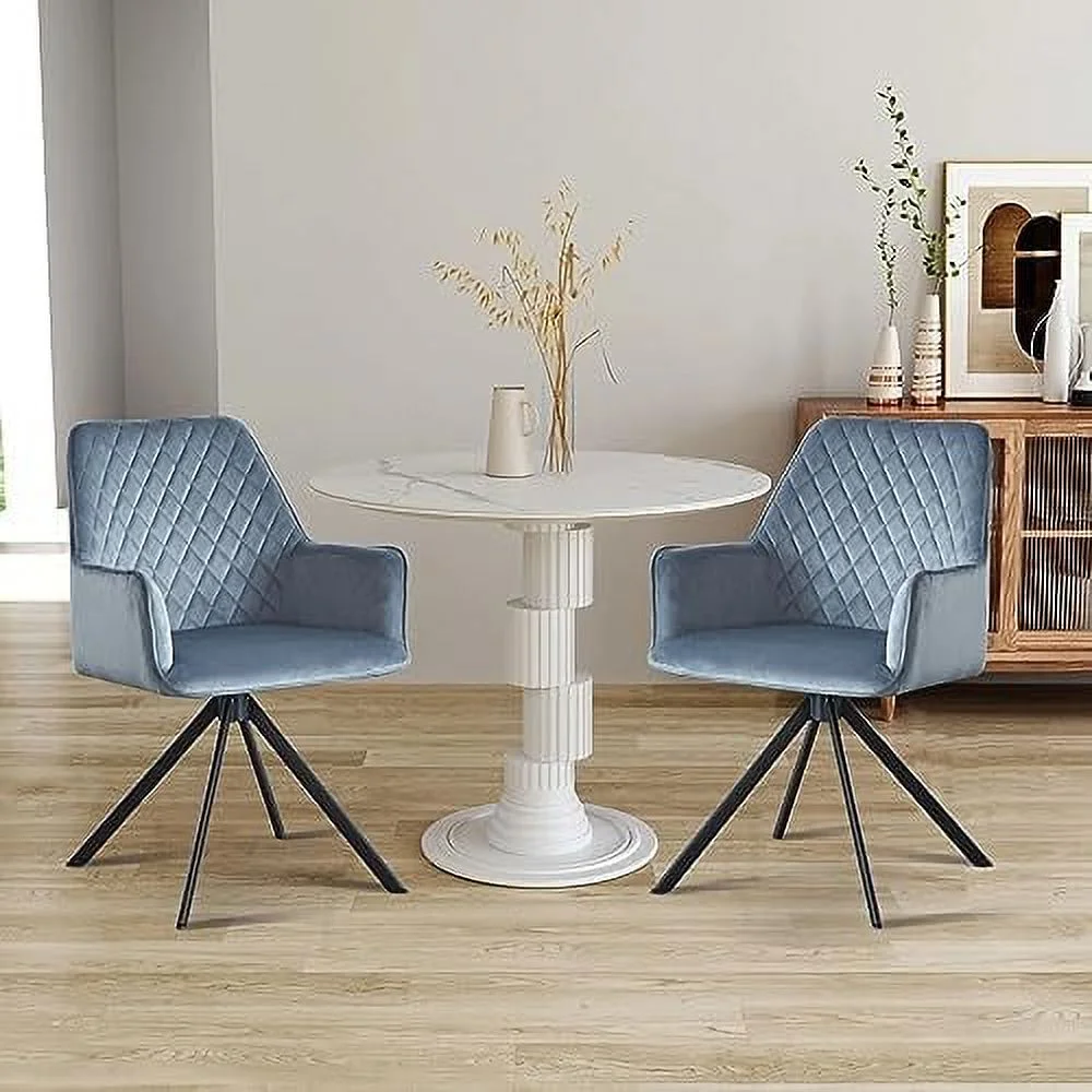 TJUNBOLIFE Velvet Upholstered Contemporary Accent Chair  Dining Chair Upholstered Backrest Seat Chairs for Home Kitchen/Living Room sBlue and Black - Curated Treasures Market