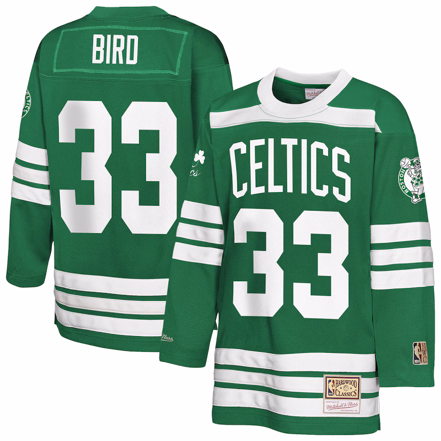 Youth Boston Celtics Larry Bird Mitchell & Ness Kelly Green Maxxed Out 2.0 Fashion Hockey Jersey