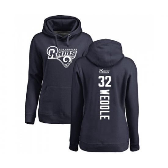 Football Women's Los Angeles Rams #32 Eric Weddle Navy Blue Backer Pullover Hoodie