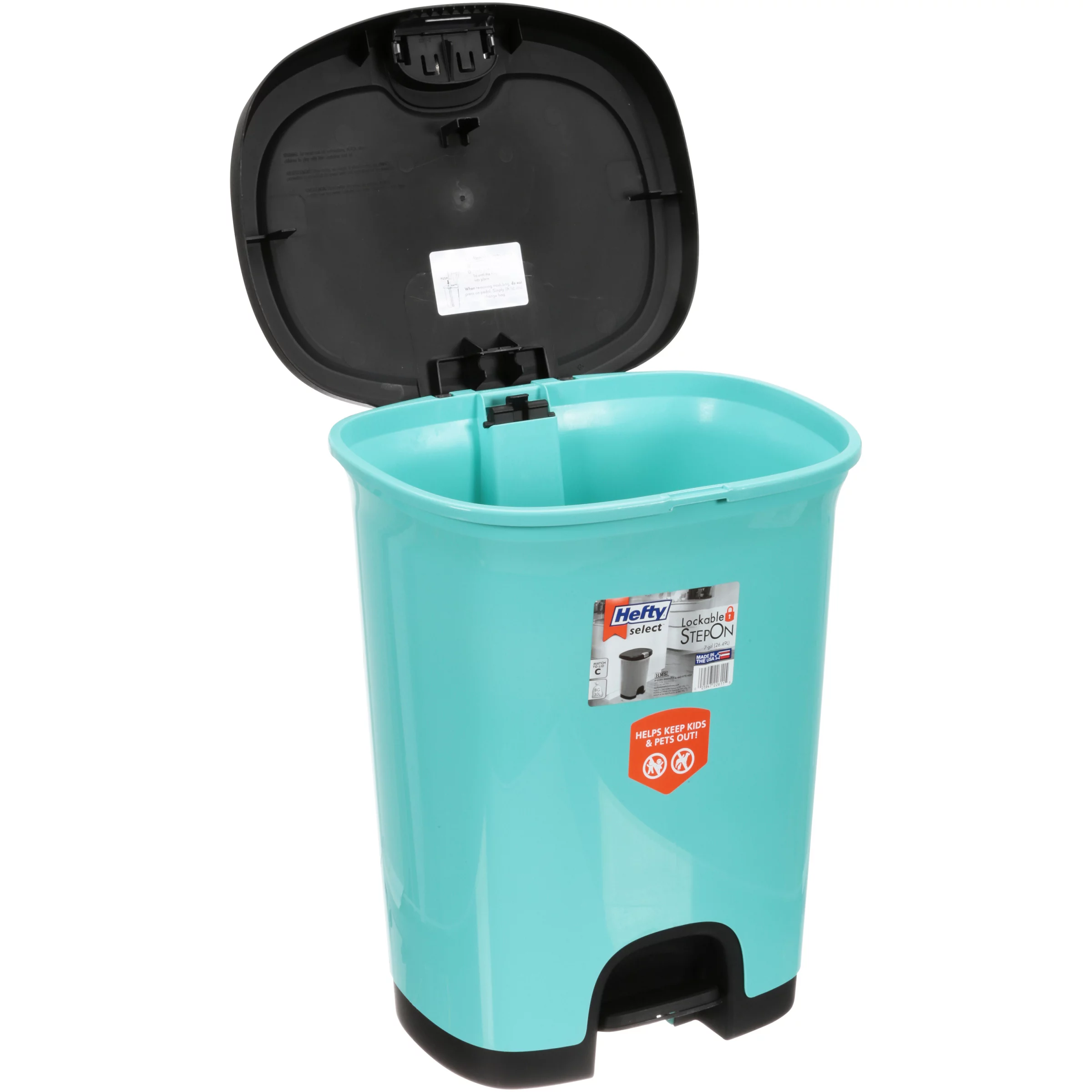 Hefty 7-Gal Textured Step-On Trash Can with Lid Lock and Bottom Cap, Multiple Colors - Curated Treasures Market