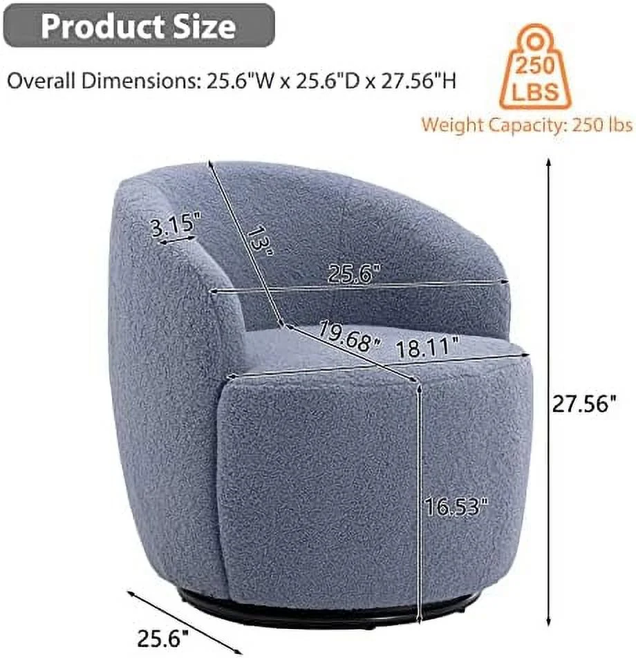 TJCGDTY Swivel Barrel Chair  Teddy Sherpa Upholstered Modern Round Accent Arm Chairs  Boucle  Degree Swivel Small Single Sofa Armchair for Nursery Living Room Bedroom (Teddy  Green) - Curated Treasures Market