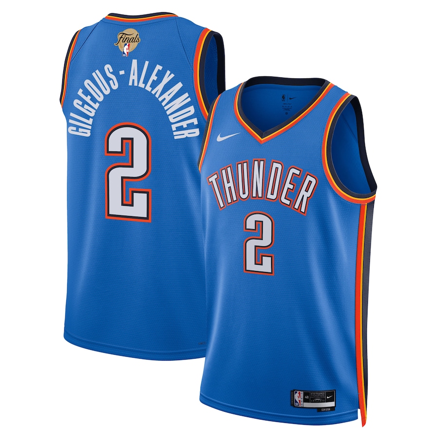 Unisex Oklahoma City Thunder Shai Gilgeous-Alexander Nike Blue 2025 NBA Finals Swingman Jersey - Icon Edition