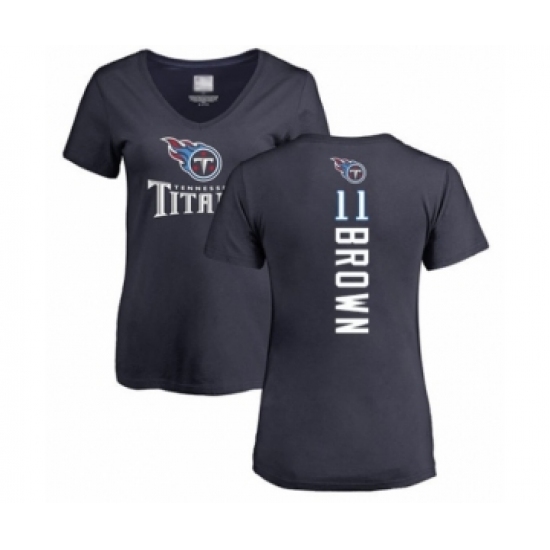 Football Women's Tennessee Titans #11 A.J. Brown Navy Blue Backer T-Shirt