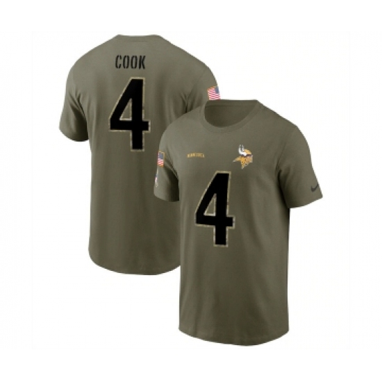 Men's Minnesota Vikings #4 Dalvin Cook 2022 Olive Salute to Service T-Shirt