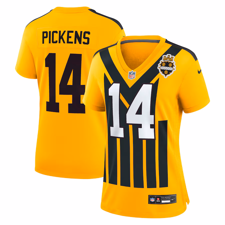 Women's Pittsburgh Steelers George Pickens Nike Gold Alternate 1933 Throwback Game Jersey
