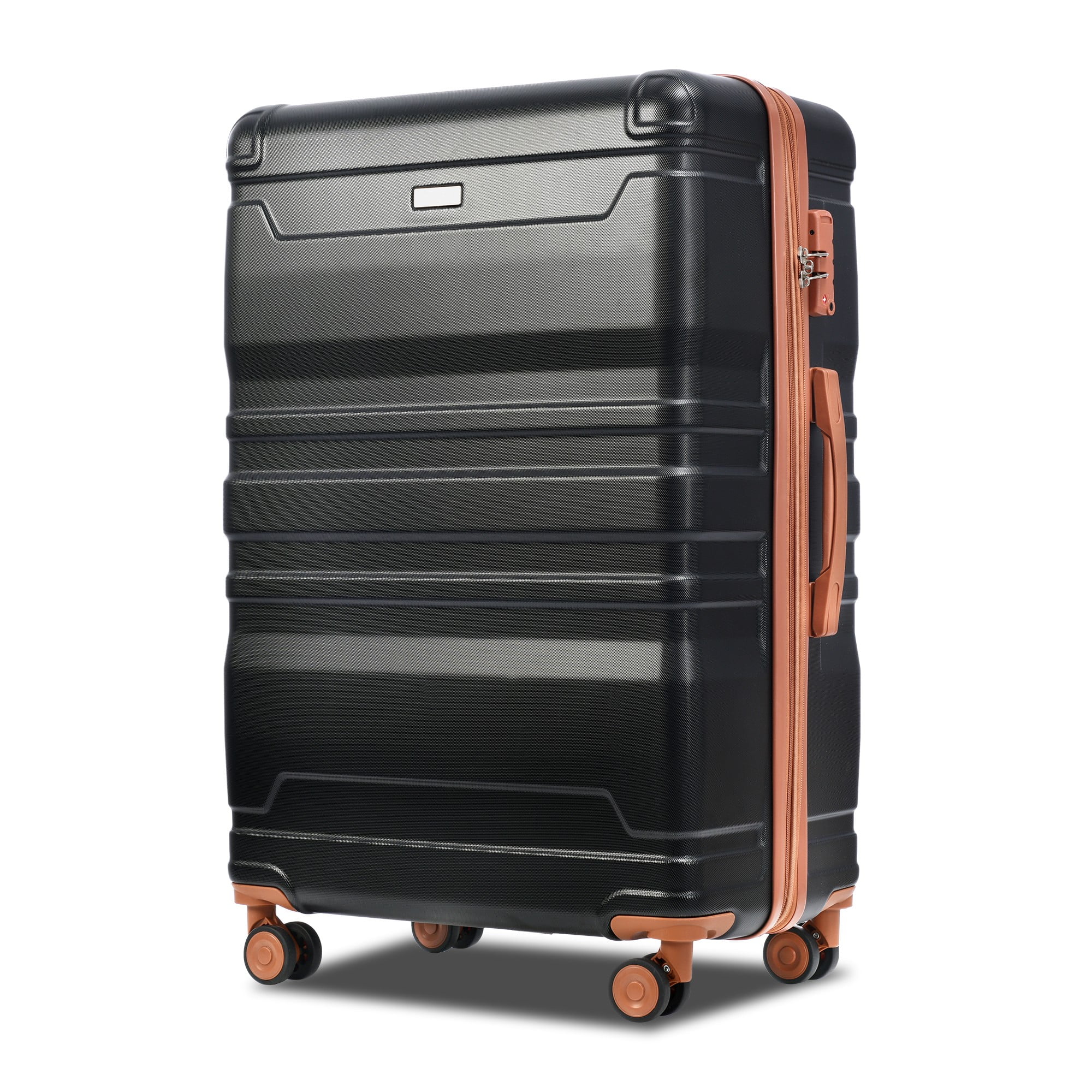 3-Piece Luggage Set - Expandable ABS Hardshell Clearance Suitcases with Spinner Wheels and TSA Lock - Lightweight and Sturdy (20''/24''/28'') - Black and Brown - Curated Treasures Market