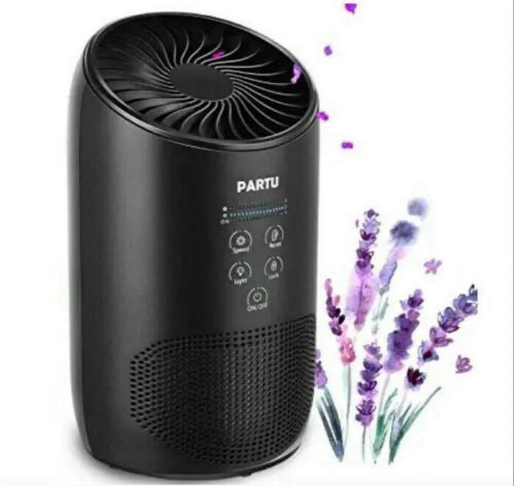 Partu HEPA Air Purifiers for Home Bedroom, Smoke Air Cleaner with Fragrance Sponge, Lock Set, Ultra Quiet HEPA Air Purifier for Dust, Odor, Pet Dander, Smoke